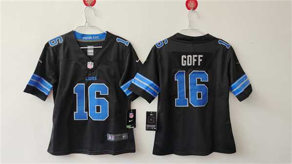 Womens Detroit Lions #16 Jared Goff Black Vapor Stitched Jersey->women nfl jersey->Women Jersey